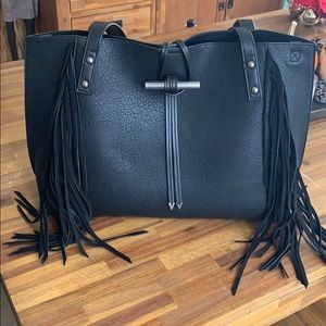 leather purse with fringe